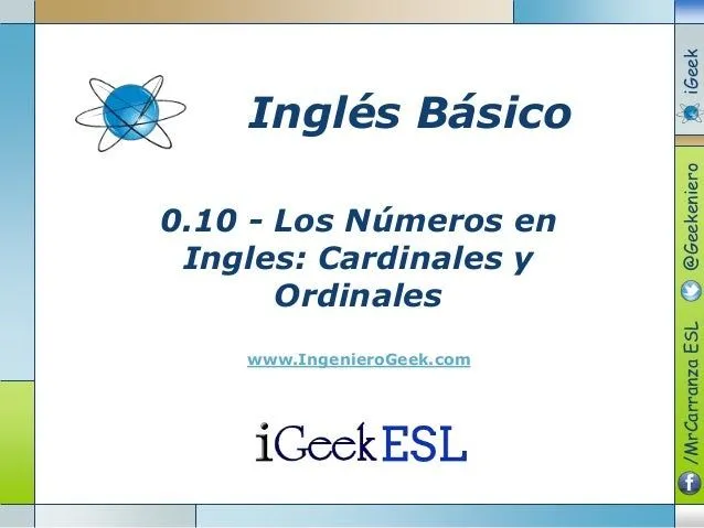 0.10 los números en ingles cardinales y ordinales