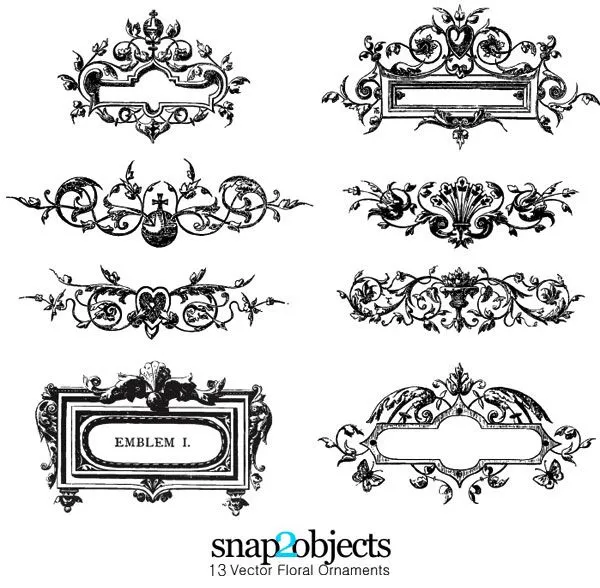 027-Free Floral Ornaments Vector Pack | Free Vector Graphics ...