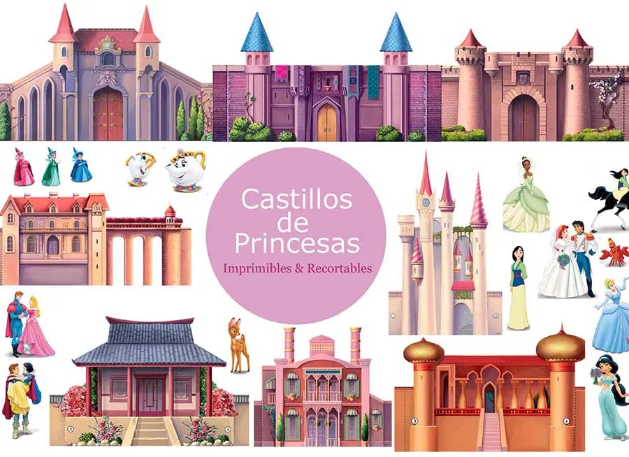 10 Castillos de Princesas Recortables para Imprimir y Jugar - Pintando una  mamá | Pintando una mamá
