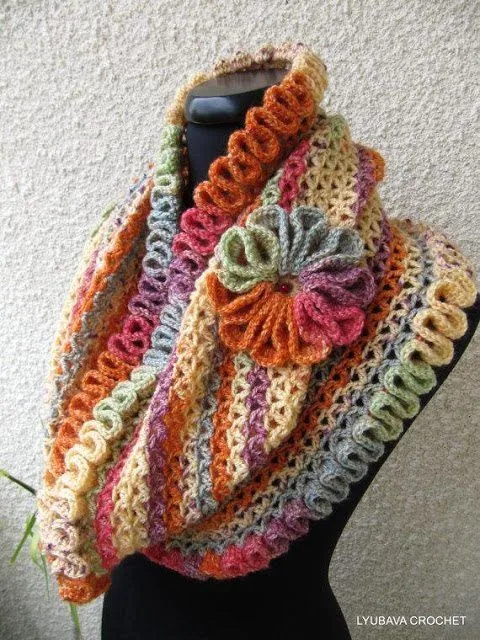10 Ejemplos de bufandas de Crochet de Pinterest |