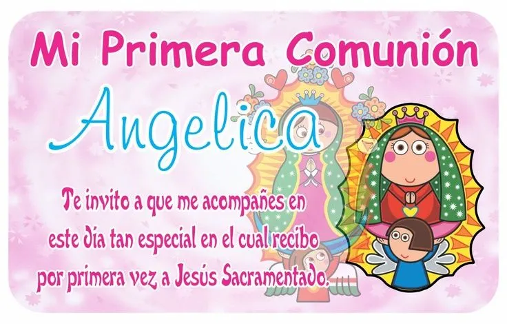 10 Invitación Credencial Primera Comunión Virgencita Plis ...