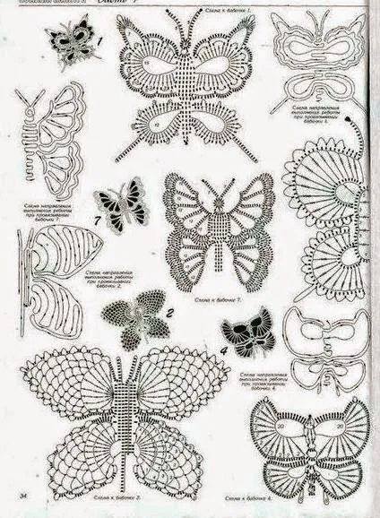 10 mariposas crochet - diagramas y paso a paso | Crochet y Dos agujas