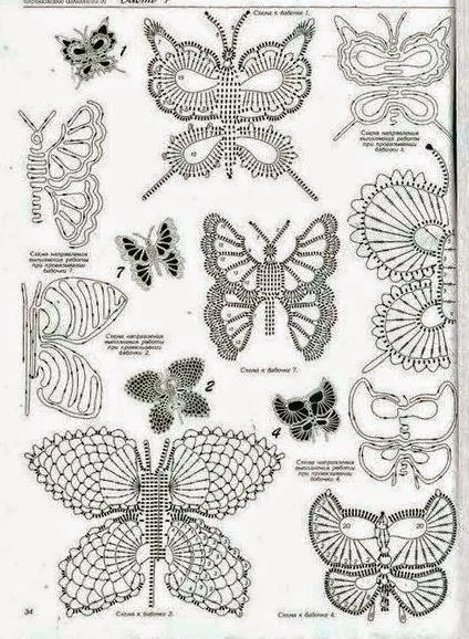 10 mariposas crochet - diagramas y paso a paso | Crochet y Dos ... 10 mariposas crochet - diagramas y paso a paso | Crochet y Dos ...