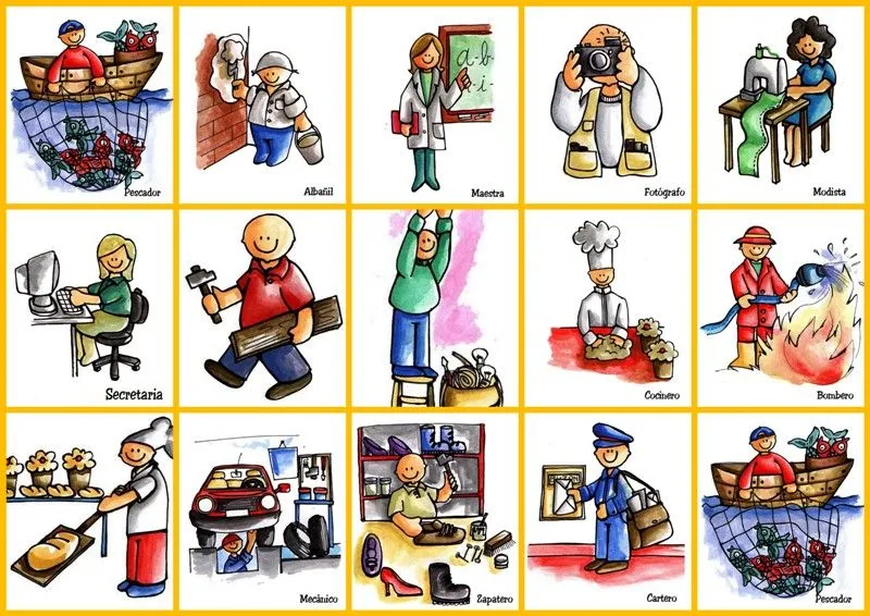 oficios y profesiones (trades and professions): Oficios y profesiones