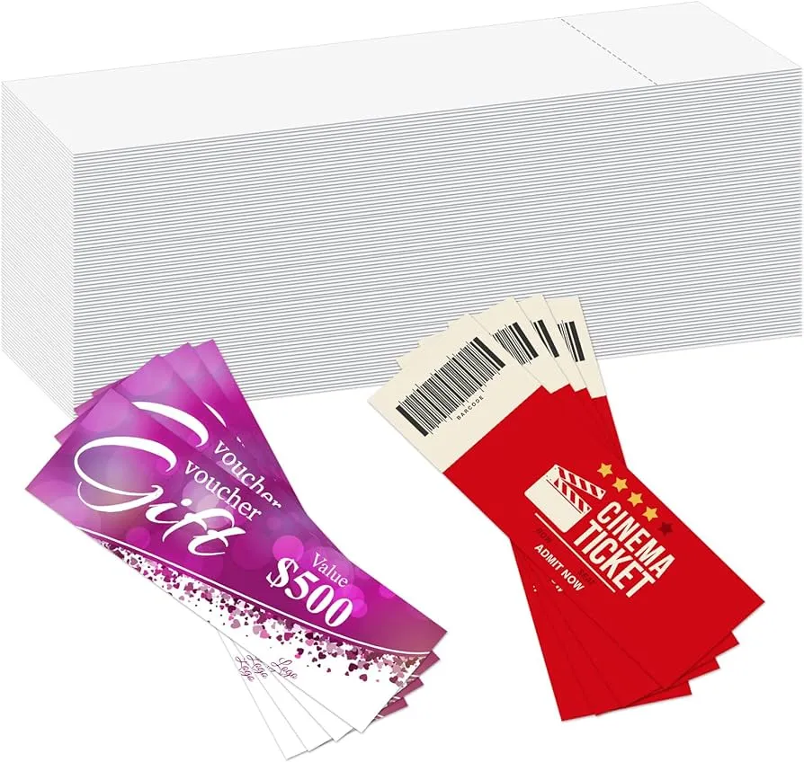 1000 hojas de boletos imprimibles en blanco con trozos rasgados, tarjeta de  boletos de rifa, boletos