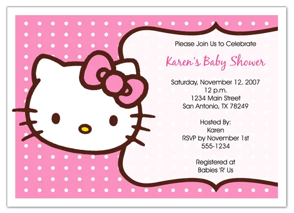 1063 Hello Kitty Baby Shower Invitations | Shower Baby Invitations