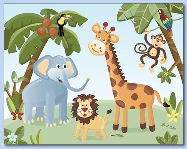 11"x14" Art Print for Kids Jungle Safari Animals | eBay