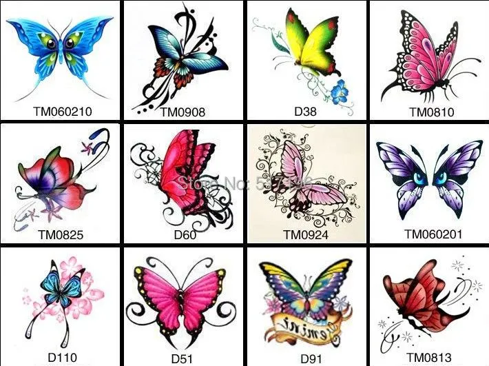 12 unids/lote nueva prueba de agua las mariposas pegatina tatuaje ...