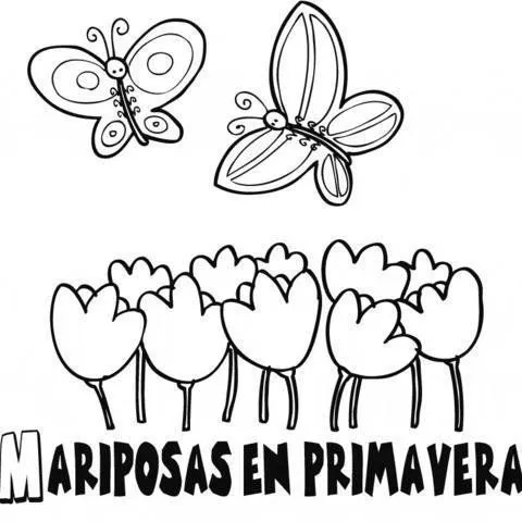 Dibujo de mariposas y flores para imprimir y pintar. Dibujos de ...
