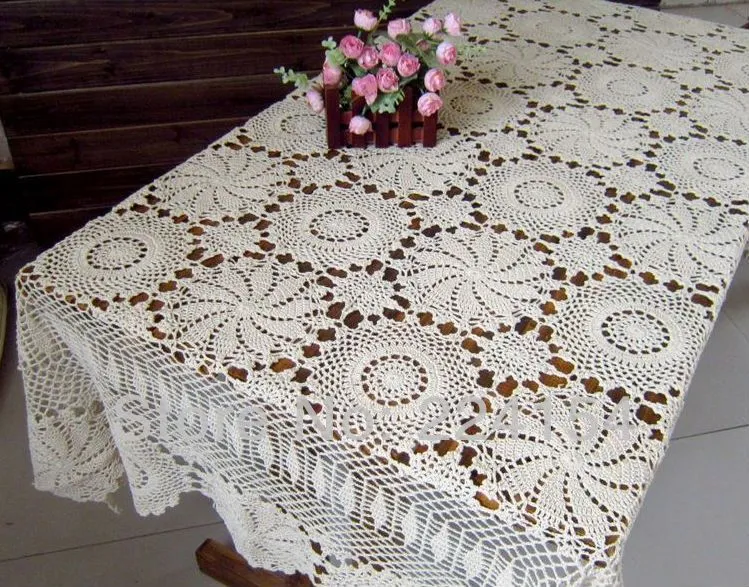 130 x 180 CM CM Rectangular tamaño crochet color beige mantel país ...