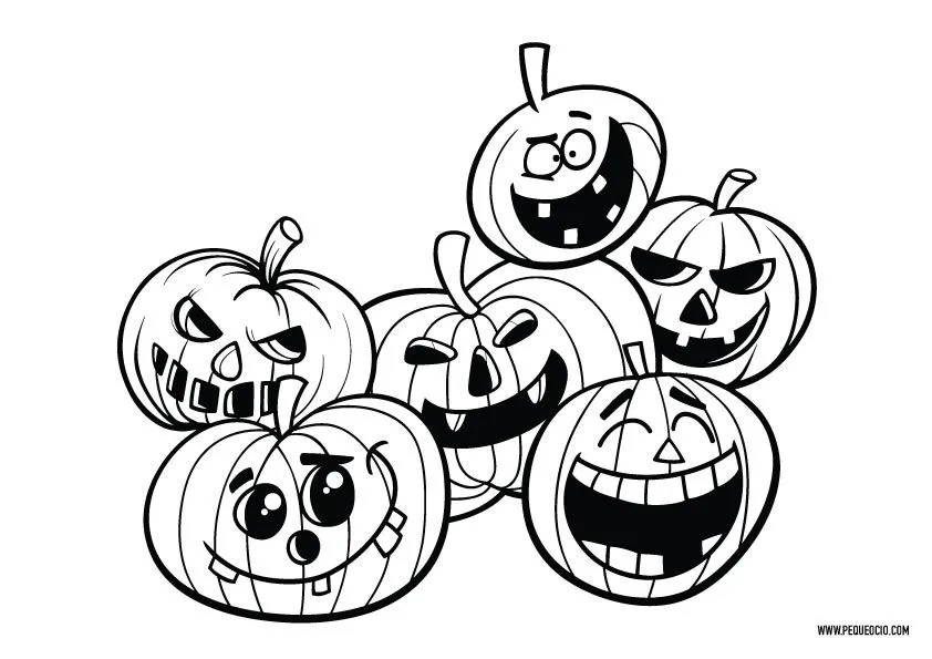 15 dibujos de calabazas de Halloween para colorear - Pequeocio