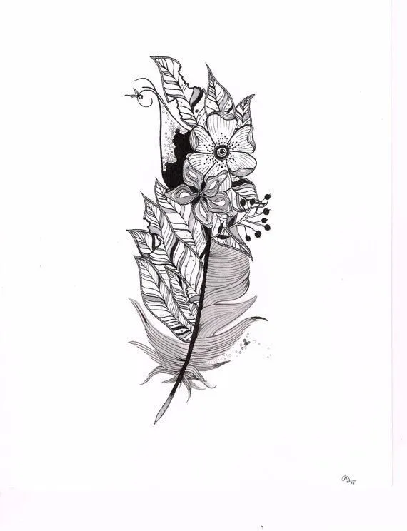 15. plumas y flores - 41 tatuajes inspiradora y sobre todo blanco y…