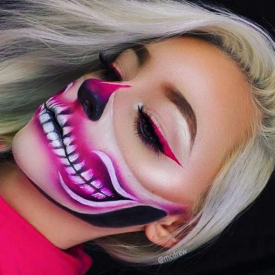 17 Ideas de maquillajes de catrina neón para Halloween