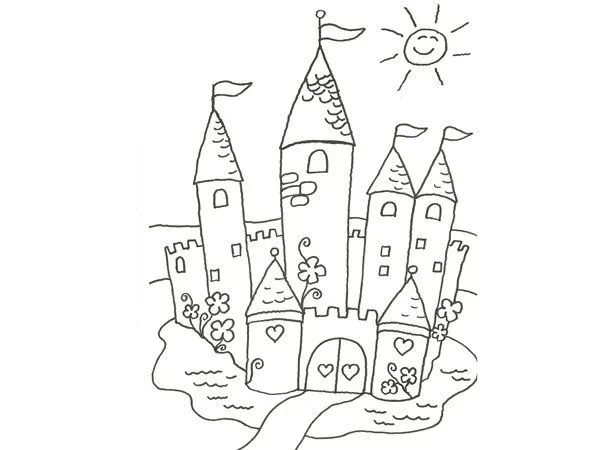 Dibujo para pintar con niños de un castillo