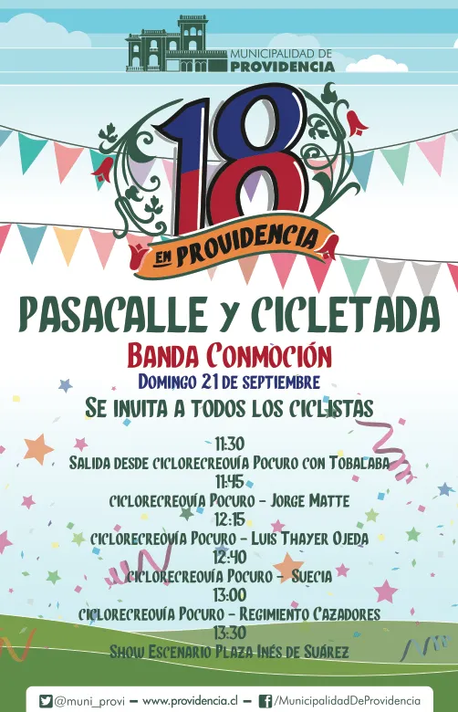 Afiche Pasacalle y Cicletada 18 en Providencia 21 septiembre ...