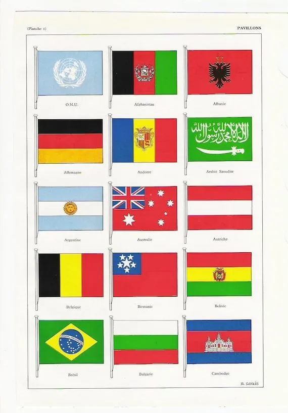 1958 Banderas marítimas reserva placa 1-2 por ValinthePaperValley