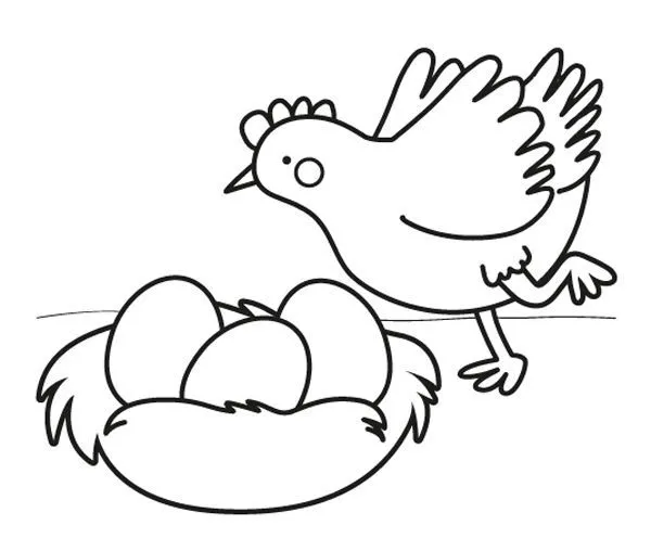 El nido de una gallina con un huevo para colorear - Imagui