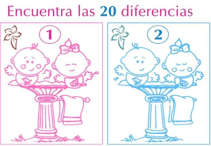 Encuentra las 20 diferencias …. | Juegos para Baby Shower | Pinterest