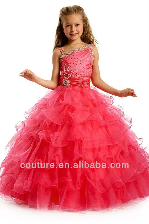 2013 nueva moda asimétrica del vestido de bola rebordeó rojo ...