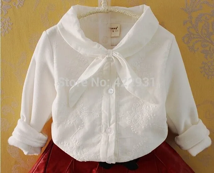 2014 bebé niñas blusa blanca gruesa para el otoño invierno camisa ...