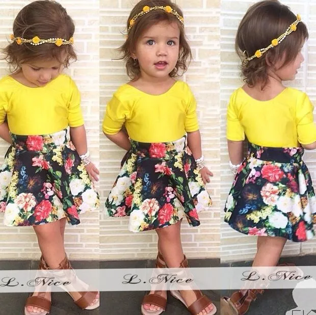 2015 girls floral bebé de la ropa de boutique verano ropa de ...
