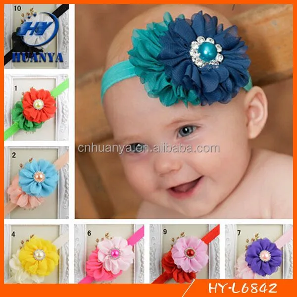 2015 de moda flor de la tela elástico de las vendas para bebés ...