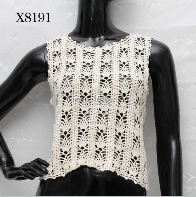 2015 summer crochet lace tops & ladies hand crochet sleeveless ...