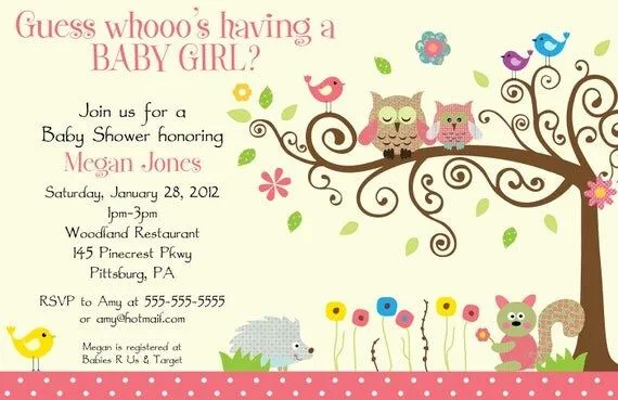 24 Printed Whimsey Owl Whimsical Girl Baby Shower by BDesigns4You