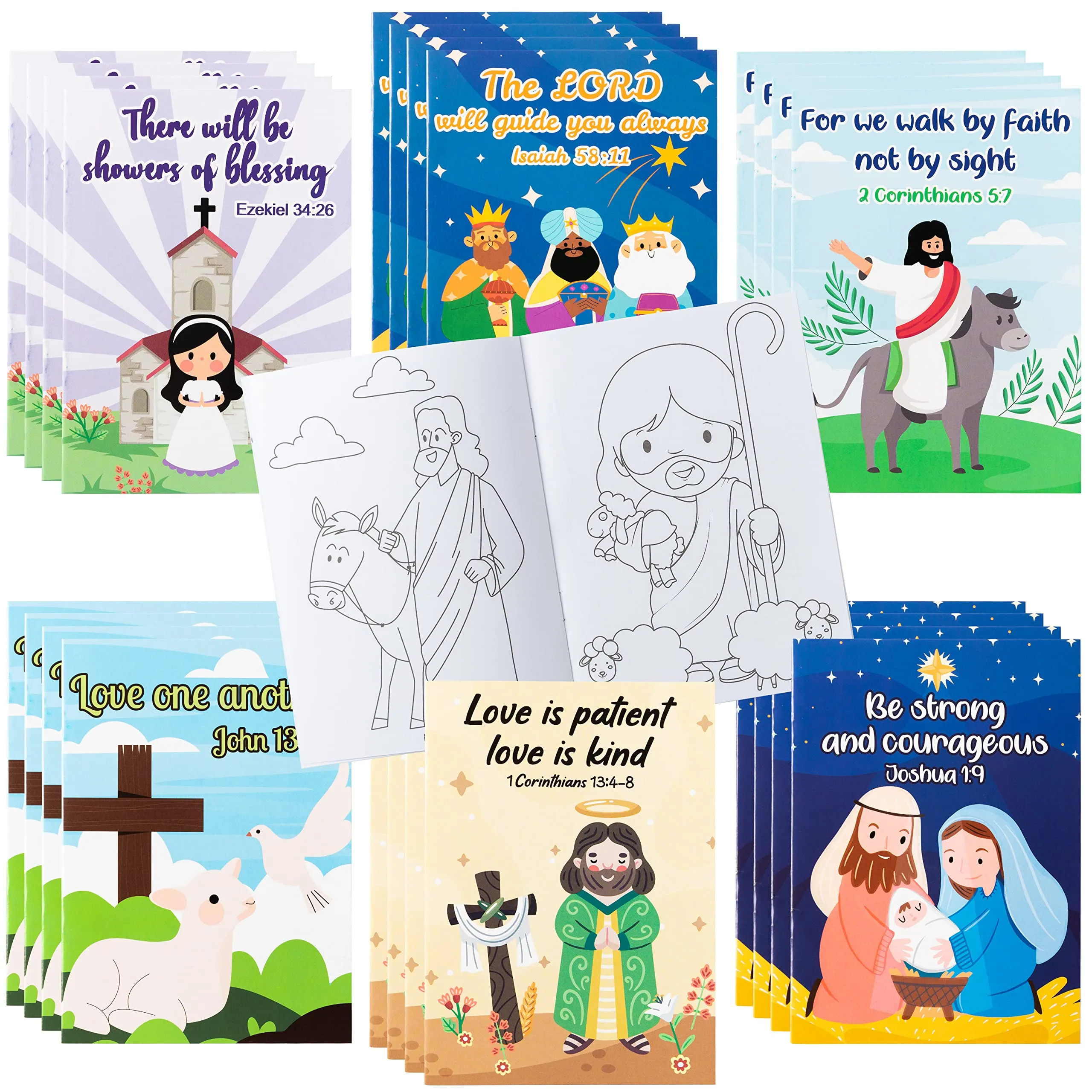 24 libros para colorear de la Biblia cristiana para niños, actividades de  Pascua, día festivo, libros de colorear, divertidos libros de actividades  cristianas, suministros de dibujo de versículos de la Biblia para