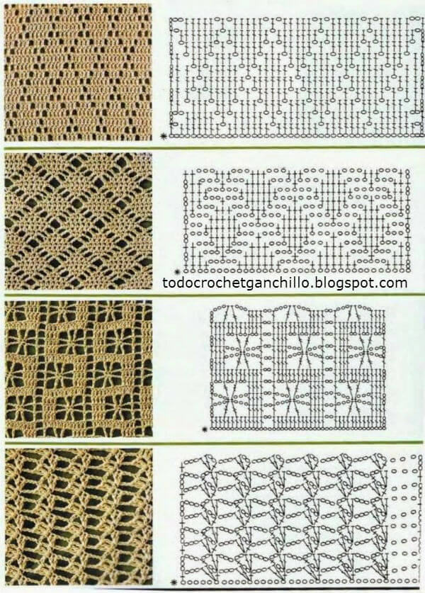 25 Puntos crochet con esquemas para descargar | Patrones para Crochet