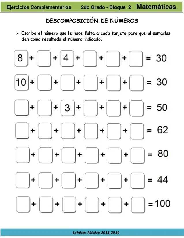 2do grado bloque 2 - ejercicios complementarios