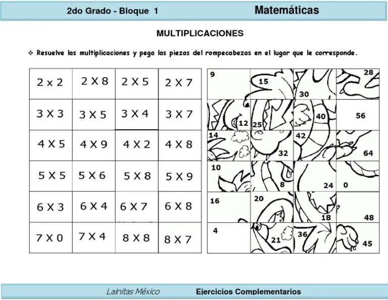 2do Grado - Matemáticas - Rompecabezas Multiplicativo PDF | PDF