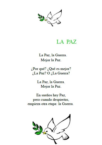 2nd B Ms María González: Poemas de la PAZ.