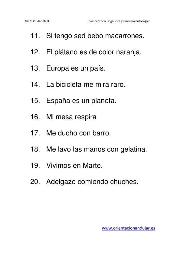 30 Nuevos absurdos en Frases para Primaria Nivel Inicial ...