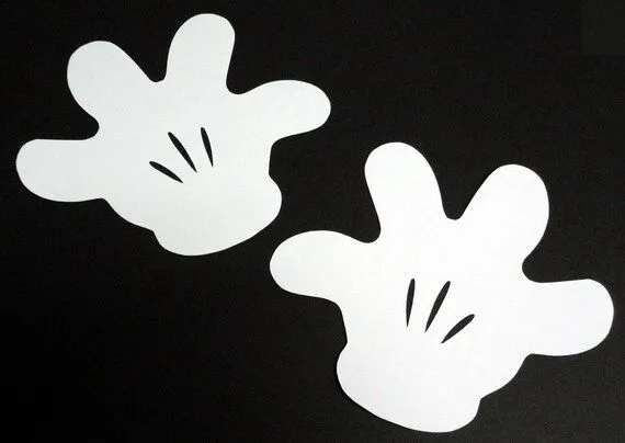 30 5 Mickey Mouse Glove Silhouettes White Cutouts by SimplyPanoply