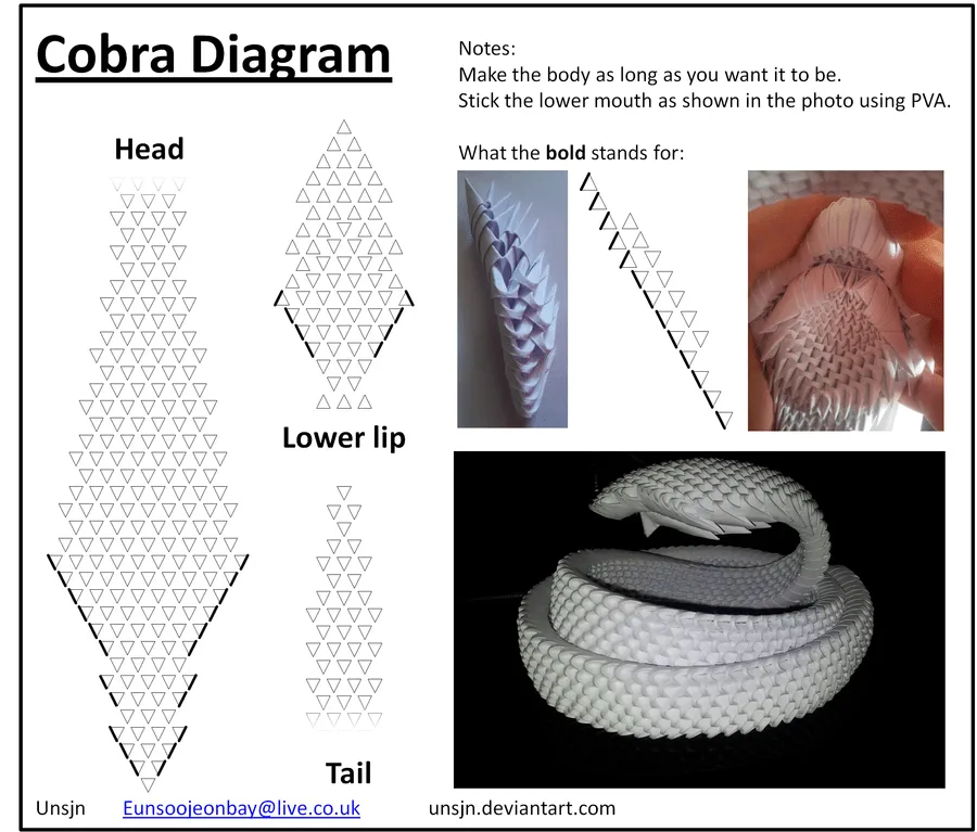 DeviantArt: More Like 3D Origami Cobra Diagram by UNSJN