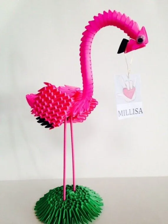 3d Origami Flamingo by 3Dorigamidreambank on Etsy