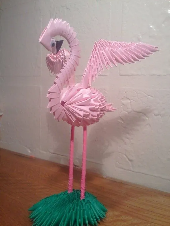 3D origami Flamingo by akvees on Etsy