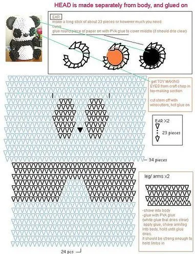 3D origami panda diagram | by Jewellia | 3D ori | Pinterest ...