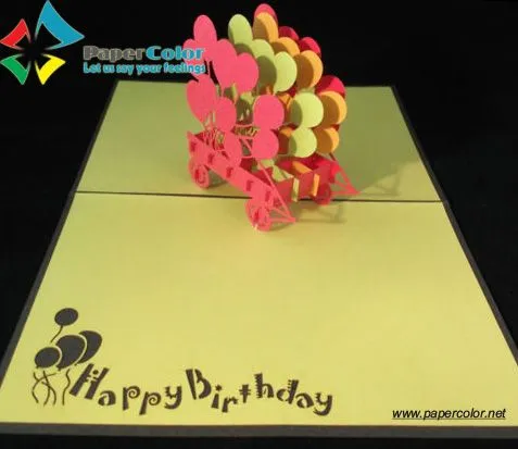 3D pop up tarjeta de cumpleaños Kirigami tarjetas de felicitación ...