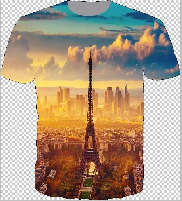 3D printed T shirt summer short sleeve print t shirt frace tower ...