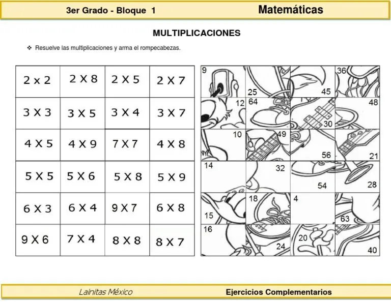 3er Grado - Matemáticas - Rompecabezas Multiplicativo | PDF