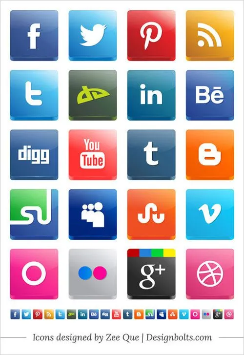 50+ Best Free Social Media Icons Collection | PNG, PSD, HTML/CSS ...