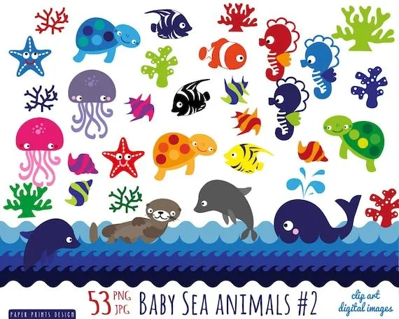 53 bebé mar animales Imágenes Prediseñadas por PaperPrintsDesign