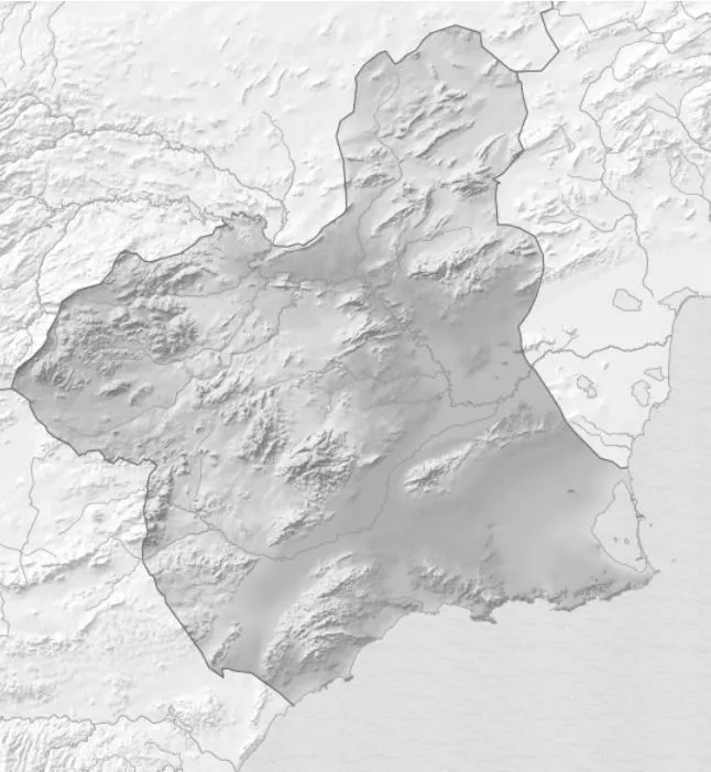 Mapa físico mudo Región de Murcia (Anaya) - Didactalia: material ...