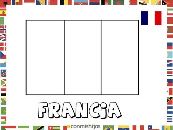 Imprimir: Bandera de Francia. Dibujos de banderas para pintar