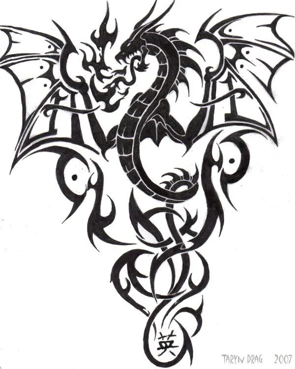 56treeedeert: tribal dragon tattoo meaning