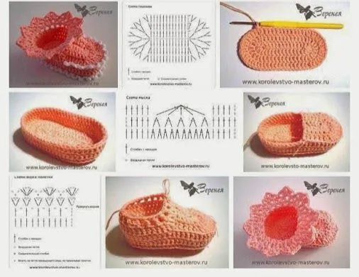 588 Esquema de Escarpines a Crochet ~ Patrones de Crochet y Dos Agujas