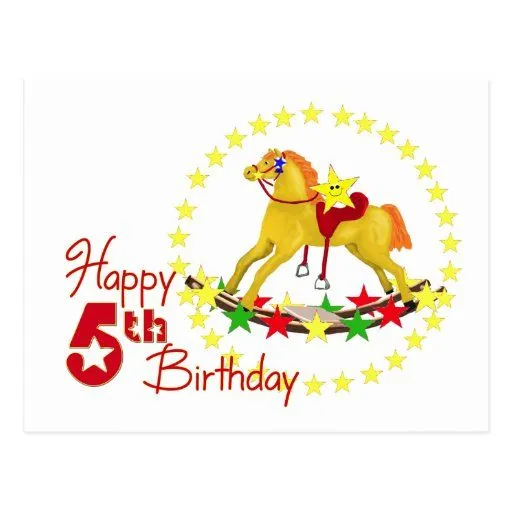 5to Cumpleaños del caballo mecedora Tarjetas Postales de Zazzle.