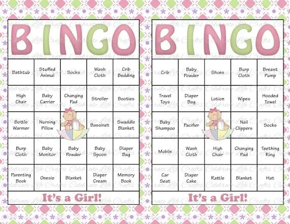 60 Baby Shower Bingo Cards Printable Party por CelebrateLifeCrafts